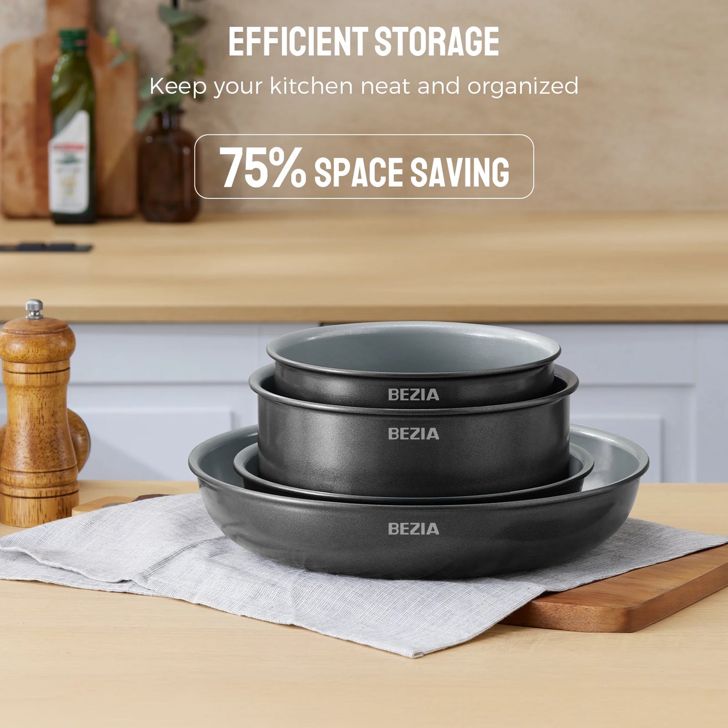 Induction Cookware with Healthy Ceramic Coating Camping Pots and Pans Set Nonstick 10pcs with Detachable Handles