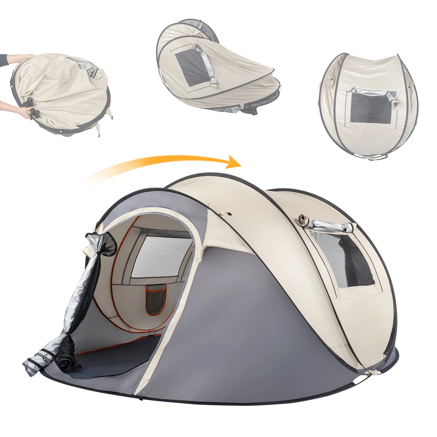 Camping Tent, 4 Person Pop Up, Easy Setup For Outdoor Fun