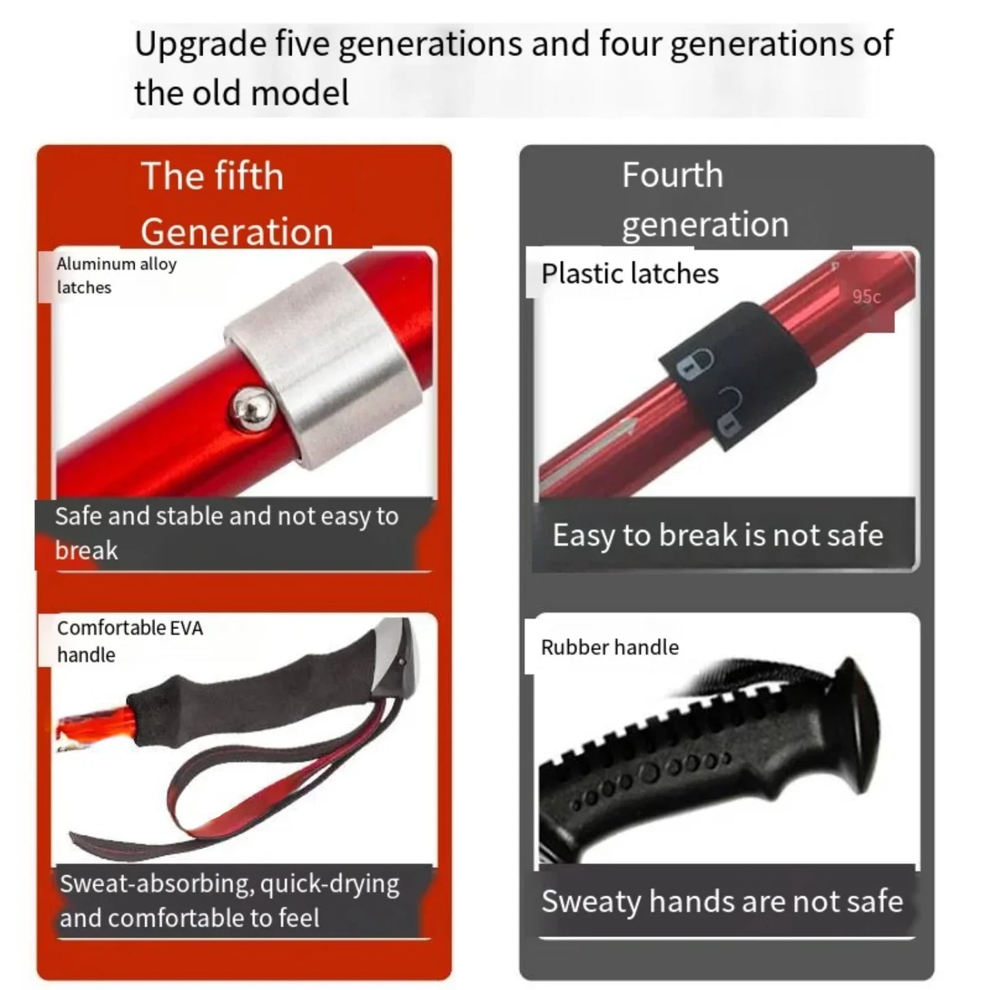 Outdoor Folding Trekking Poles Portable Retractable Walking Sticks