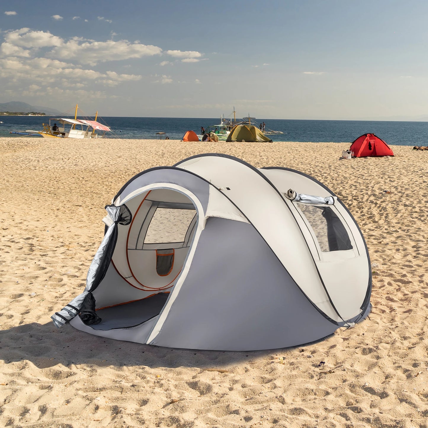Camping Tent, 4 Person Pop Up, Easy Setup For Outdoor Fun