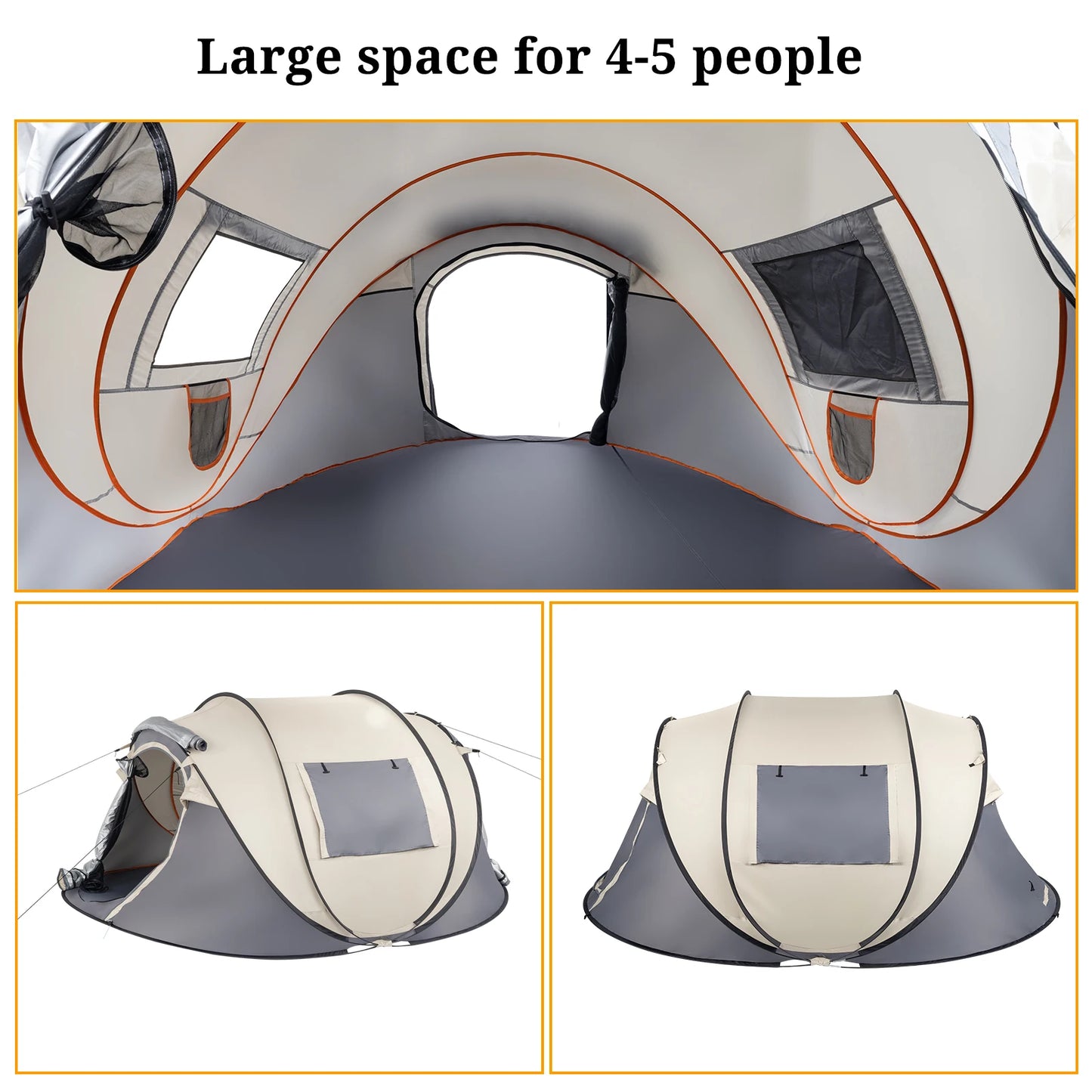 Camping Tent, 4 Person Pop Up, Easy Setup For Outdoor Fun