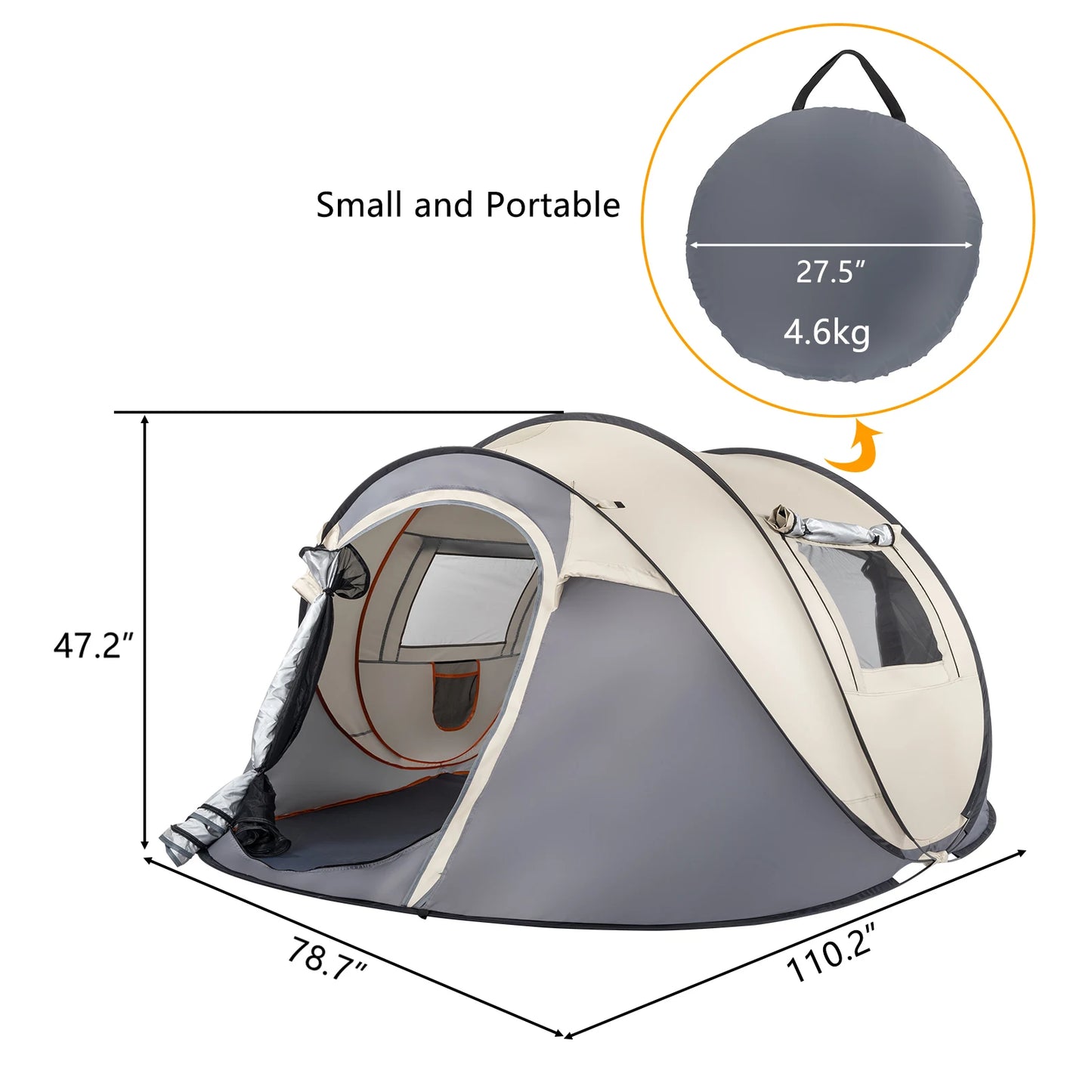 Camping Tent, 4 Person Pop Up, Easy Setup For Outdoor Fun